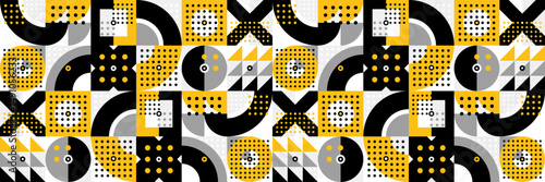Seamless vector abstract background in yellow color, geometric seamless pattern, tiling endless wallpaper with geometrical shapes structure.