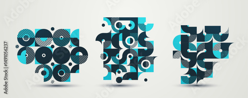 Abstract geometric vector background set, graphic design modern style composition, wallpaper art pattern, mosaic geometrical abstraction collection.