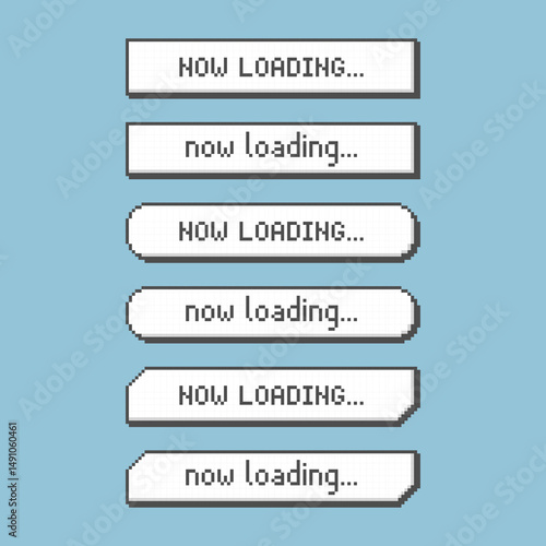 collection set of retro game 8bit pixel art loading process progress counter bar computer battery, banner, flat design vector illustration
