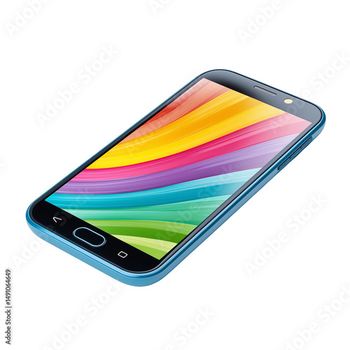 Obraz na płótnie Modern smartphone with colorful screen isolated on white background w salonie