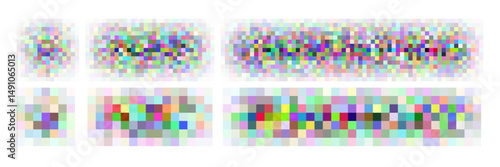 Censor pixel png. Blurred censure mosaic effect, People face image overlay. Square bar to hide secret word, naked body, screen nudity. Beige skin color, unknown private content. Vector tv bg template