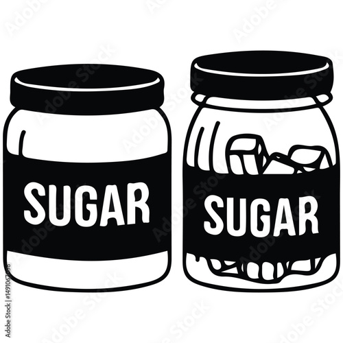 Sugar jar bottle icons isolated vector illustration