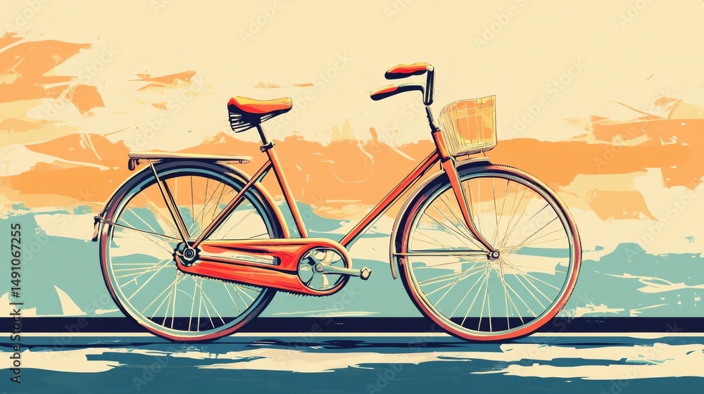 Fototapeta premium A bicycle with a basket on the front