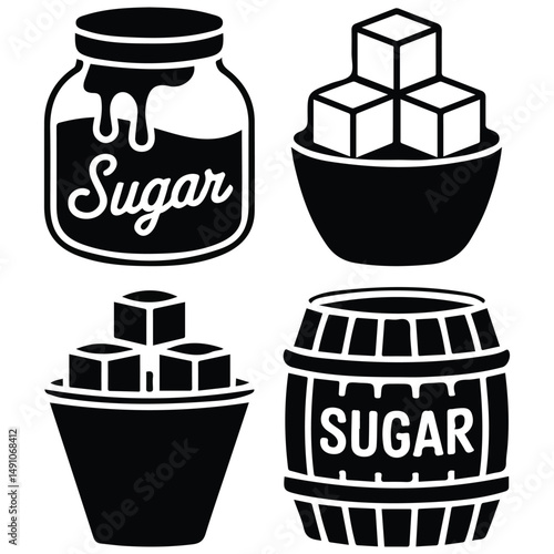Sweetener jar icons isolated vector illustration