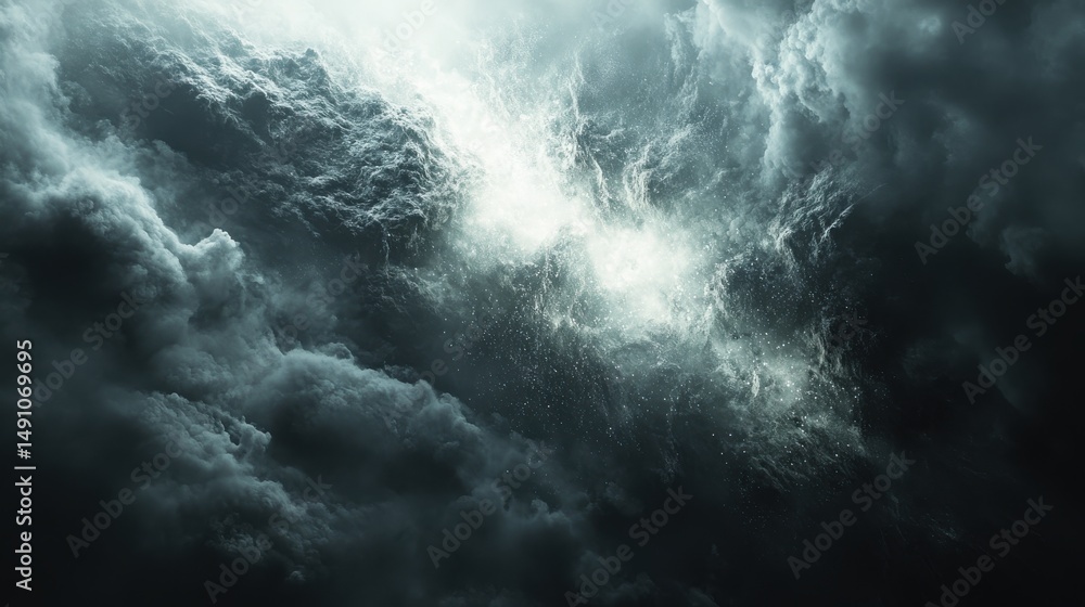 Dramatic Dark Sky with Bright Light Burst Through Clouds Dramatic Dark Sky with Bright Light Burst Through Clouds