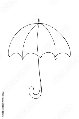 Umbrella Outline for Rainy Day Designs, Weather Icons and Fashion Concepts – one line illustration, continuous line art, single line sketch