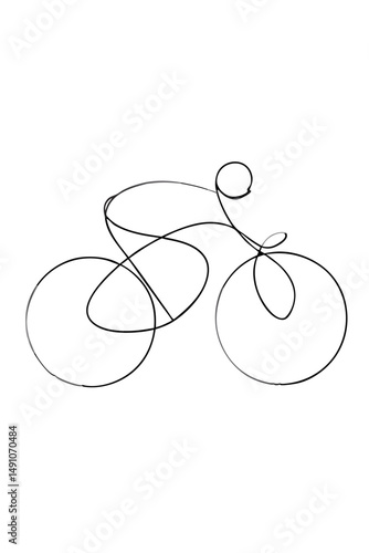 Cyclist Outline for Sport Concepts, Eco Travel Campaigns and Healthy Lifestyle Content – one line illustration, continuous line art, single line sketch