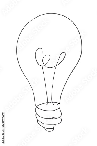 Light Bulb Sketch for Innovation Concepts, Business Presentations and Educational Materials – one line illustration, continuous line art, single line sketch