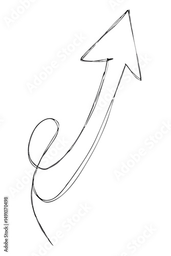 Arrow Going Up for Success Concepts, Marketing Presentations, and Growth-Themed Designs – one line illustration, continuous line art, single line sketch