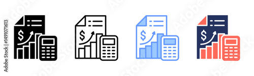 Accounting icon sheet multiple style collection