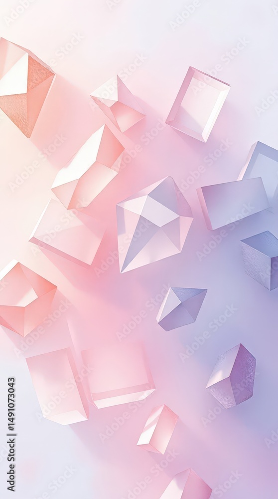 Obraz premium Abstract geometric shapes in soft pastel hues create a serene visual experience in a dreamy atmosphere