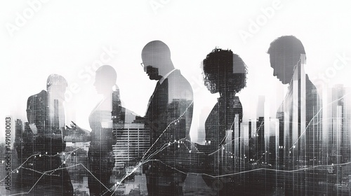 People Engaged in Business Strategy Session with City Background