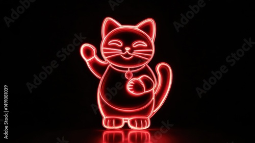 Neon illuminated Maneki Neko: A contemporary take on the traditional charm