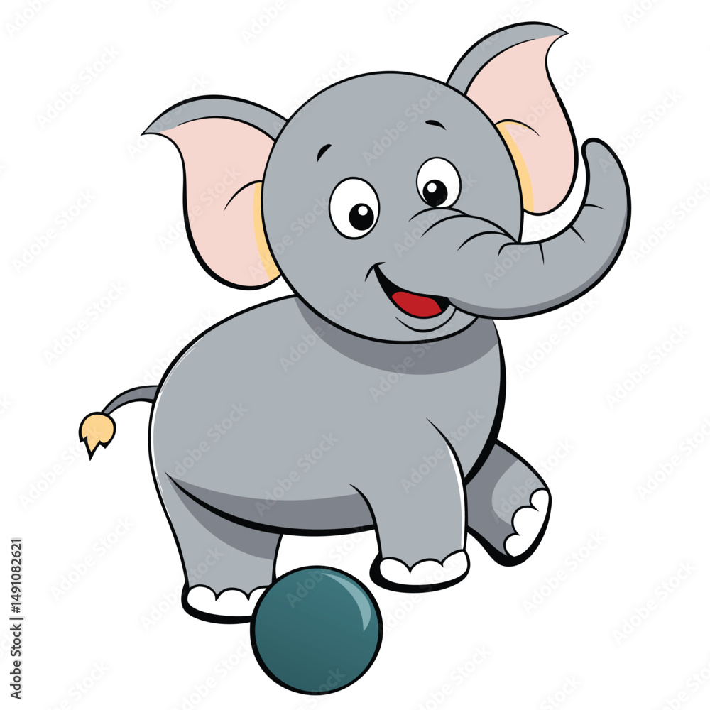A funny cartoon elephant illustration features a cute, happy baby animal, isolated as a vector art drawing A funny cartoon elephant illustration features a cute, happy baby animal, isolated as a vector art drawing