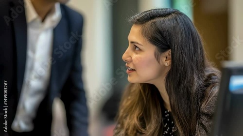 Wallpaper Mural Focused Colleagues Collaborating on a Project, Discussing Ideas at a Computer Torontodigital.ca