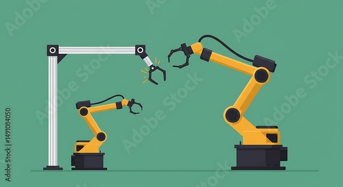 Wallpaper Mural Automated robotic arms perform precision assembly in a modern industrial setting Torontodigital.ca