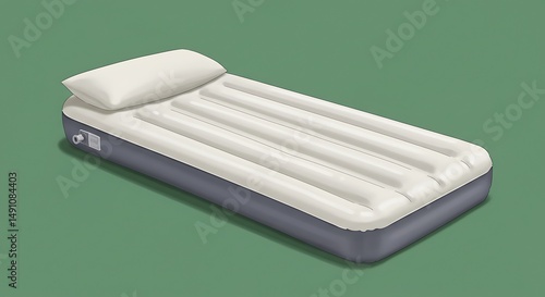 Isolated inflatable mattress and pillow, offering comfort and convenience for travel