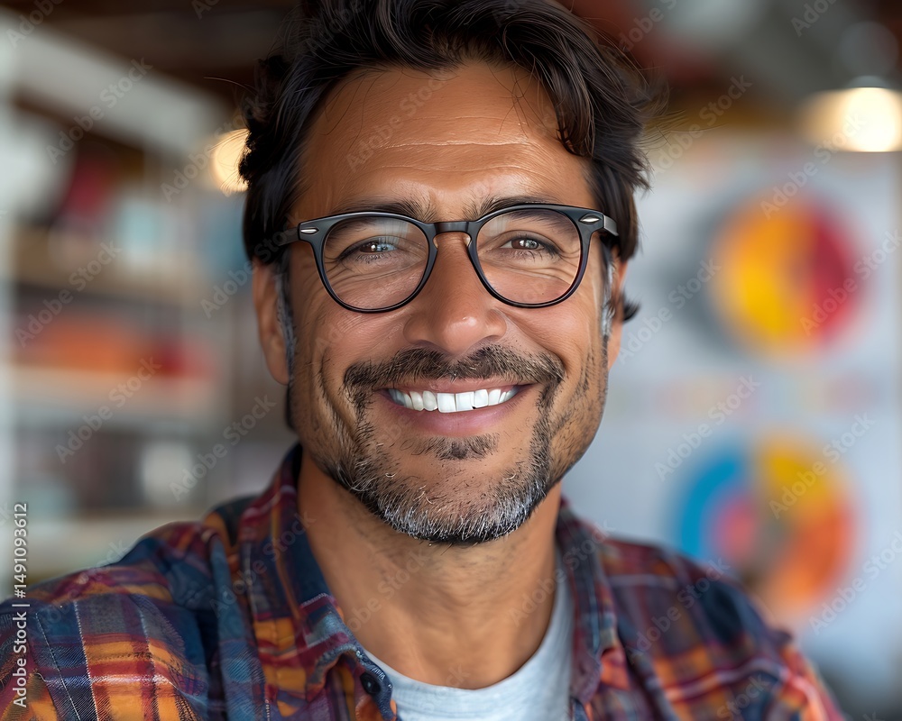 Obraz premium Smiling man in glasses