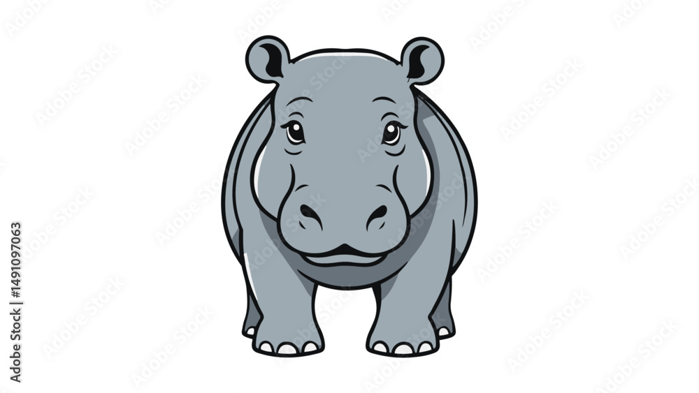 Fototapeta premium simple hippo illustration from the front vector illustration
