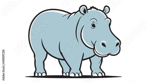simple standing hippo vector illustration