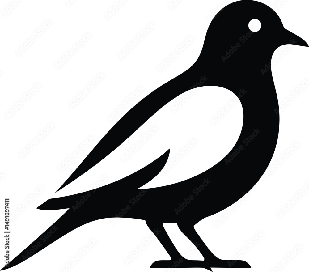 Obraz premium Bird Stylized Silhouette Graphic, Modern Bird Outline Illustration