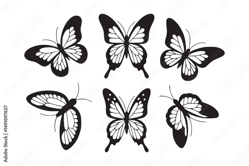 Fototapeta premium Black Butterfly Silhouette Pack