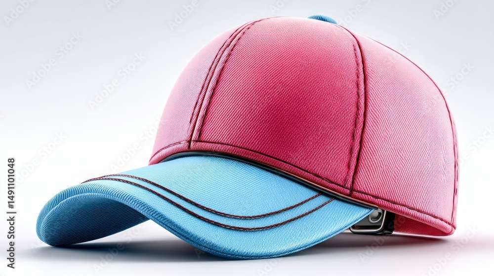 Fototapeta premium Stylish Red and Blue Baseball Cap with Contrast Stitching for Sports Fashion and Casual Wear