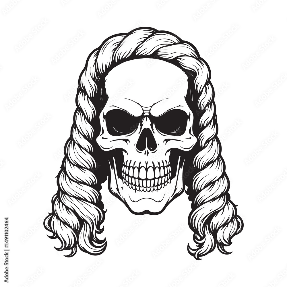 Obraz premium skull lady screaming vector illustration, spooky