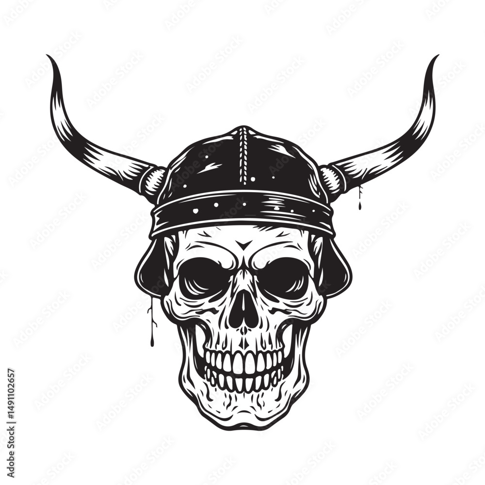 viking skull in helmet with horns, . design assets, and logo. viking skull in helmet with horns, . design assets, and logo.