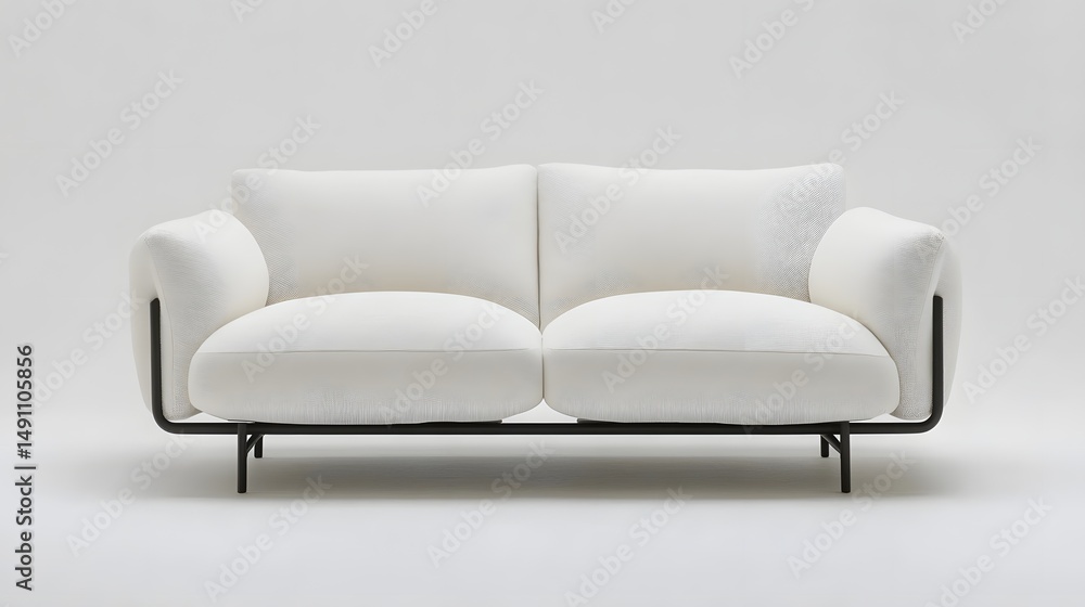 Naklejka premium Modern, minimalist two-seater sofa with clean lines.