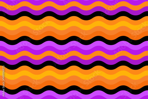 Seamless pattern of identical multi-colored wavy stripes