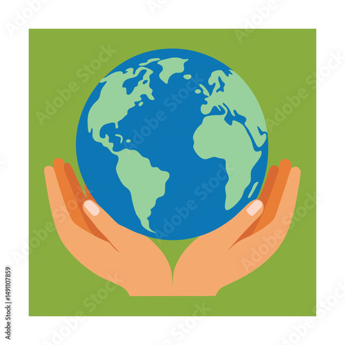Hands holding the earth representing global care environmental awareness and sustainability efforts