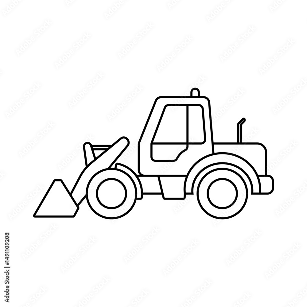 Naklejka premium Road grading machine.Vector images of construction equipment. Linear contour drawings of heavy industrial vehicles and special equipment. Equipment for servicing buildings and structures.