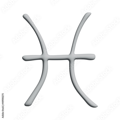3d pisces zodiac sign Esoteric symbol Astrology clipart Element for design