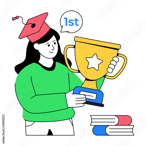 A flat design illustration of education achievement