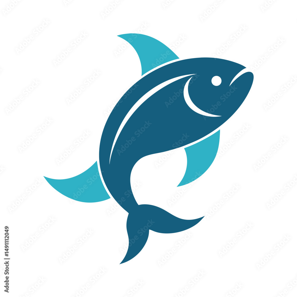 Fototapeta premium Simple blue fish logo design vector illustration isolated on white background