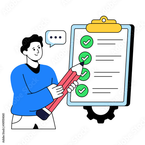 illustration of task list in isometric design