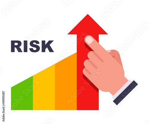 infographic high risk. increased danger. arrow up. flat illustration.