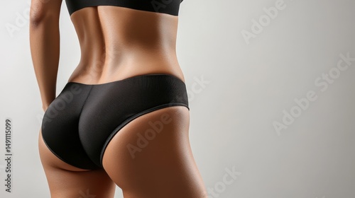 Close-up view of a woman's posterior in undergarments.