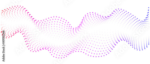 Wave pattern of flowing dots , gradient rainbow color . Concepts nanotechnology, music. Abstract vector banner design element for music.