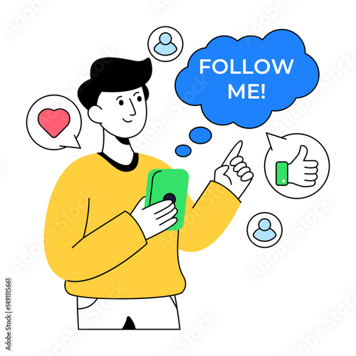 Creative design illustration of follow me