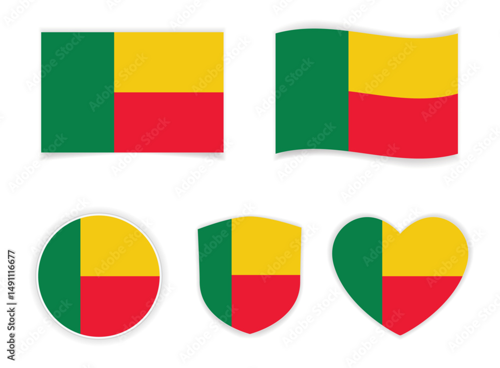 Fototapeta premium Benin national flag icon set