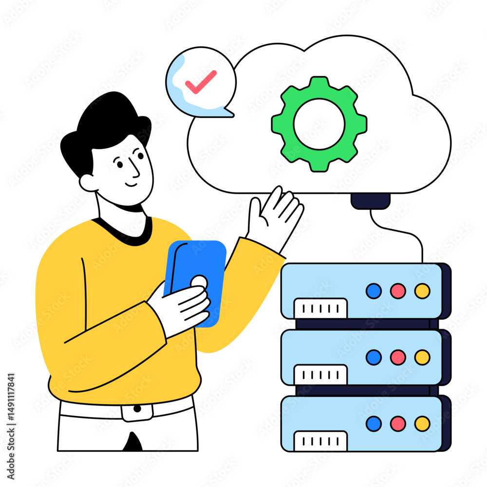 An illustration design of cloud server management An illustration design of cloud server management