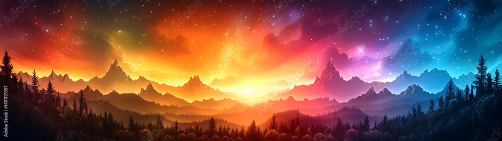 Fototapeta premium Colorful mountain sunrise
