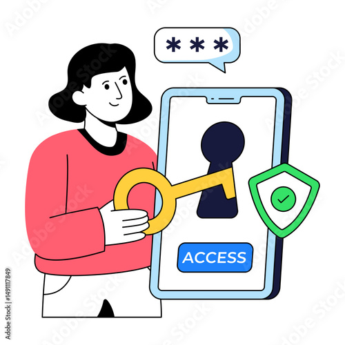 Conceptual flat design illustration of mobile access