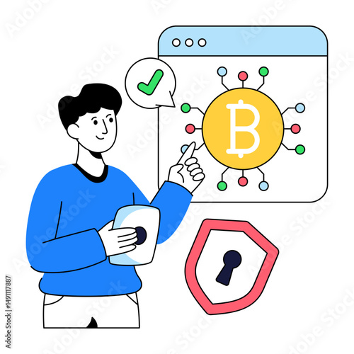 Perfect design illustration of bitcoin security