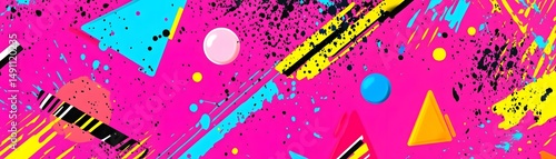 Vibrant geometric pattern with bold colors.