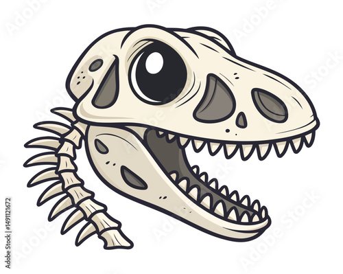 Dinosaur Skull and Neck Bones Drawing Featuring Clean Lines and Expressive Design