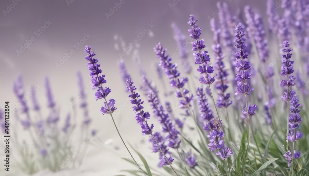 Obraz premium Delicate lavender blossoms, vibrant purple hues against pure white , studio shot, macro
