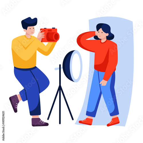 Editable design illustration of taking picture